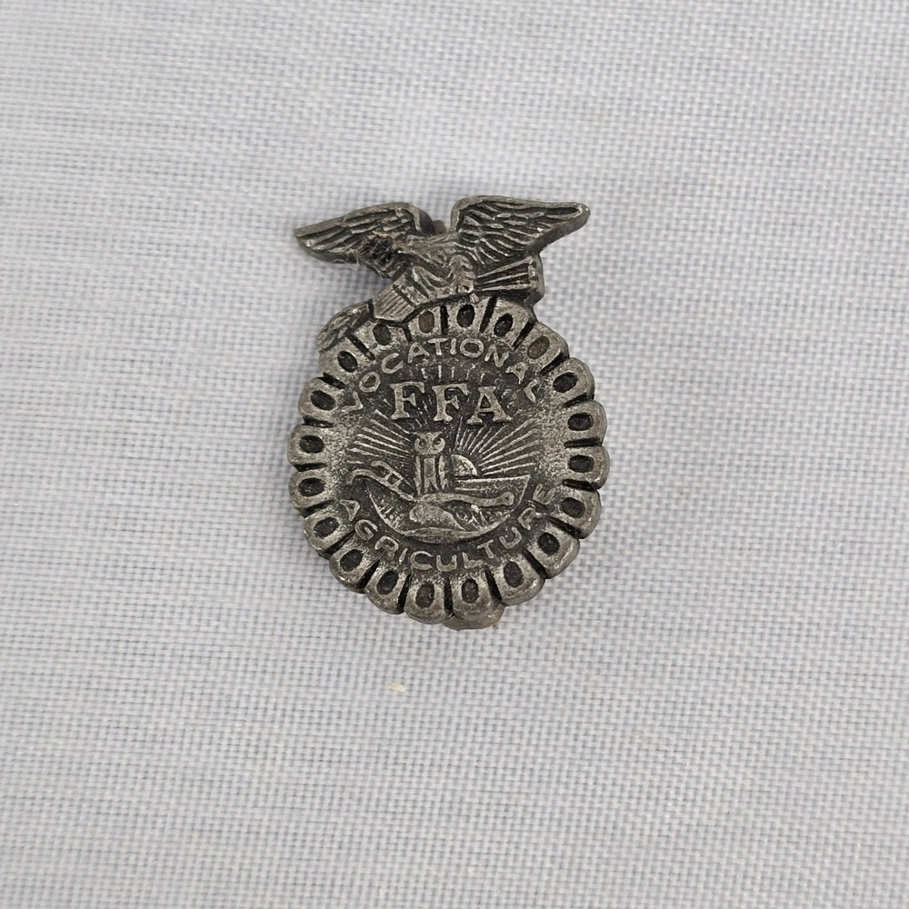 Vintage FFA Vocational Agriculture Lapel Pin Silver Tone Metal Emblem Small